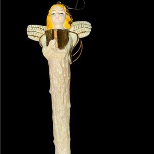 Christmas Angel Holding a Book Icicle Shaped Ornament 6.5”